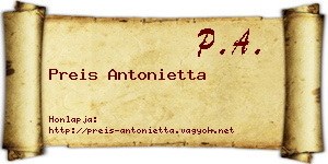 Preis Antonietta névjegykártya